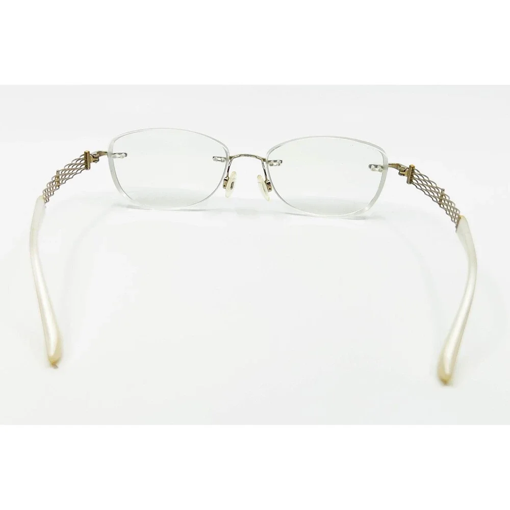 Charmant Line Art Eyeglasses Womens White Rimless Titan XL2040 53-16-135mm